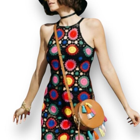 H&M + CHOACHELLA Women’s Rainbow Crochet Dress in the Size 6 in Multi Color - Picture 8 of 14